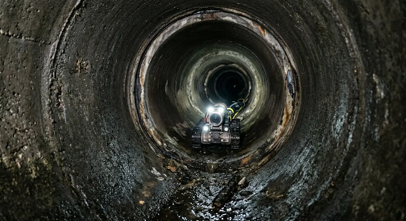 Robotic sewer camera inspecting pipe interior for Sewer Line Repair in St. Albans